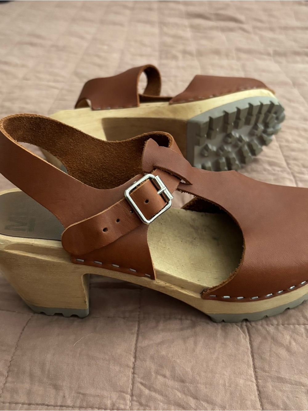MIA Brown Leather Slingback Clogs with Buckle US 8 - 8.5
